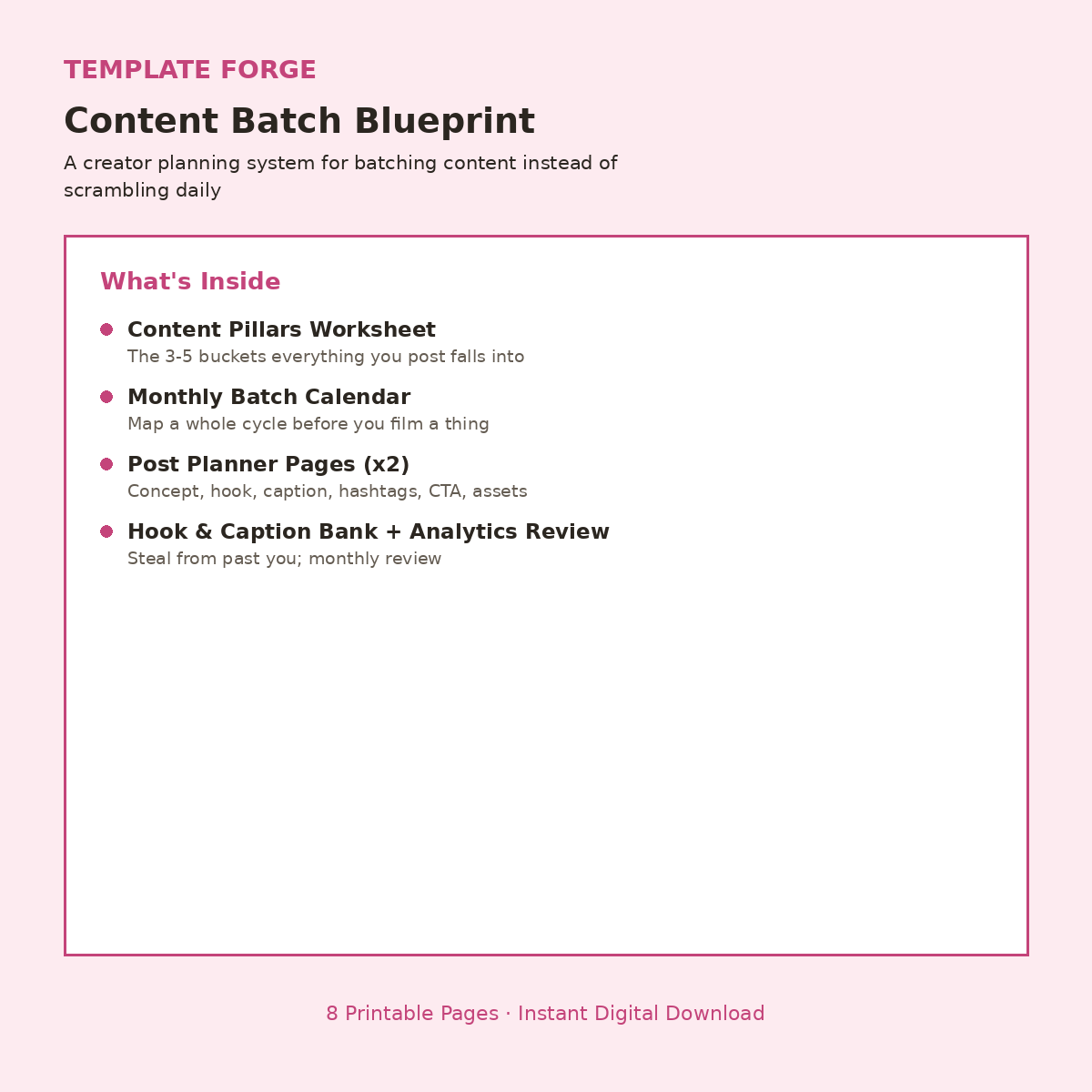 Content Batch Blueprint — Creator Planning System