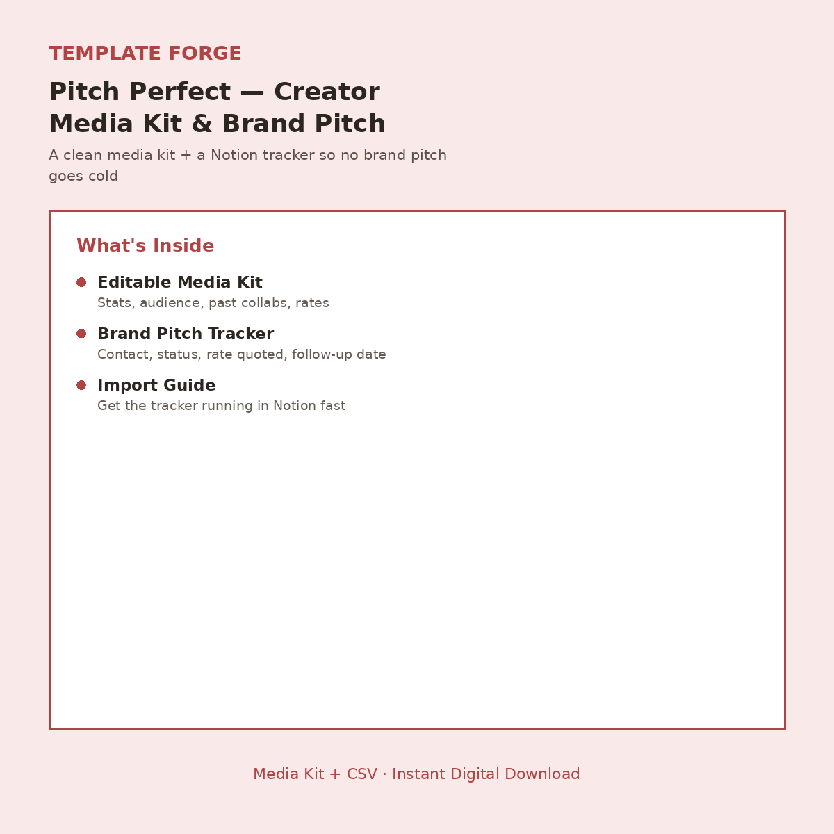 Pitch Perfect — Creator Media Kit & Brand Pitch Tracker