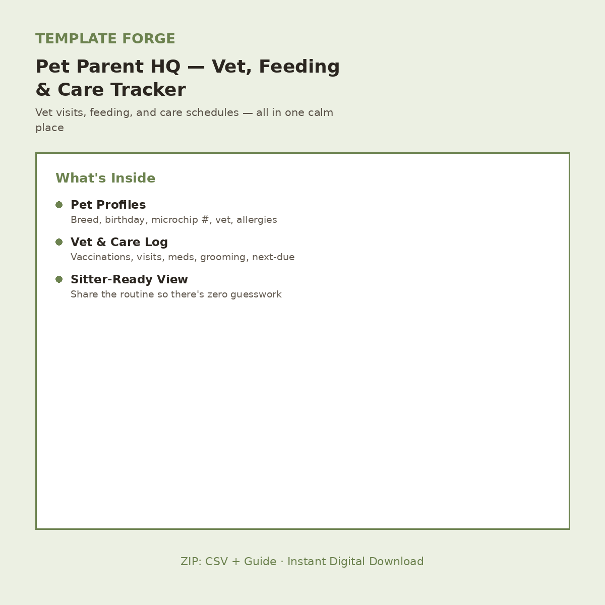 Pet Parent HQ — Notion Vet, Feeding & Care Tracker