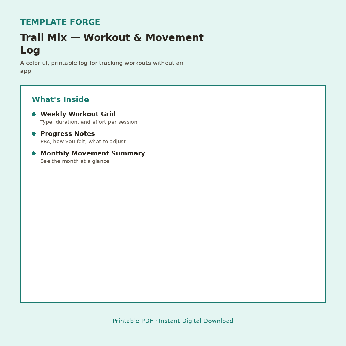 Trail Mix — Workout & Movement Log