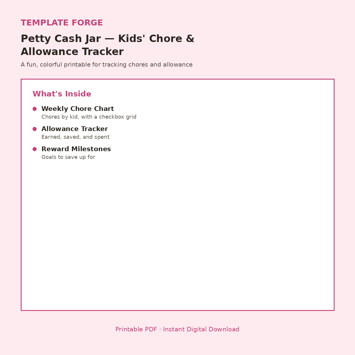 Petty Cash Jar — Kids' Chore & Allowance Tracker
