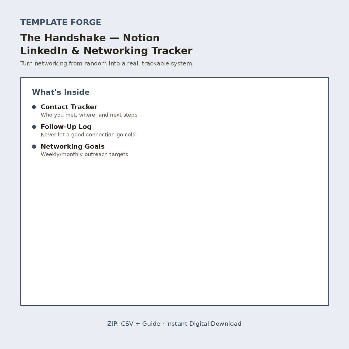 The Handshake — Notion LinkedIn & Networking Tracker