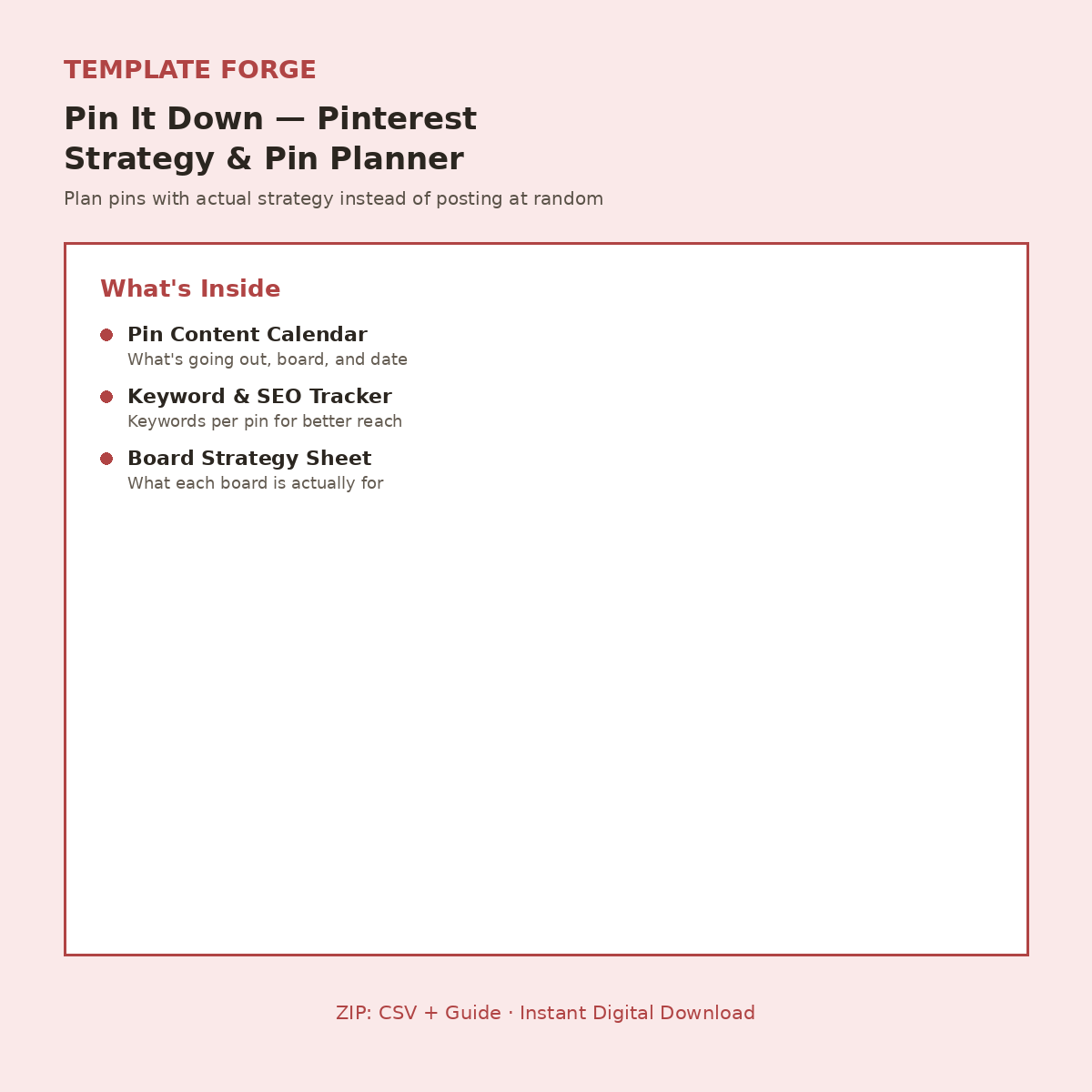 Pin It Down — Notion Pinterest Strategy & Pin Planner