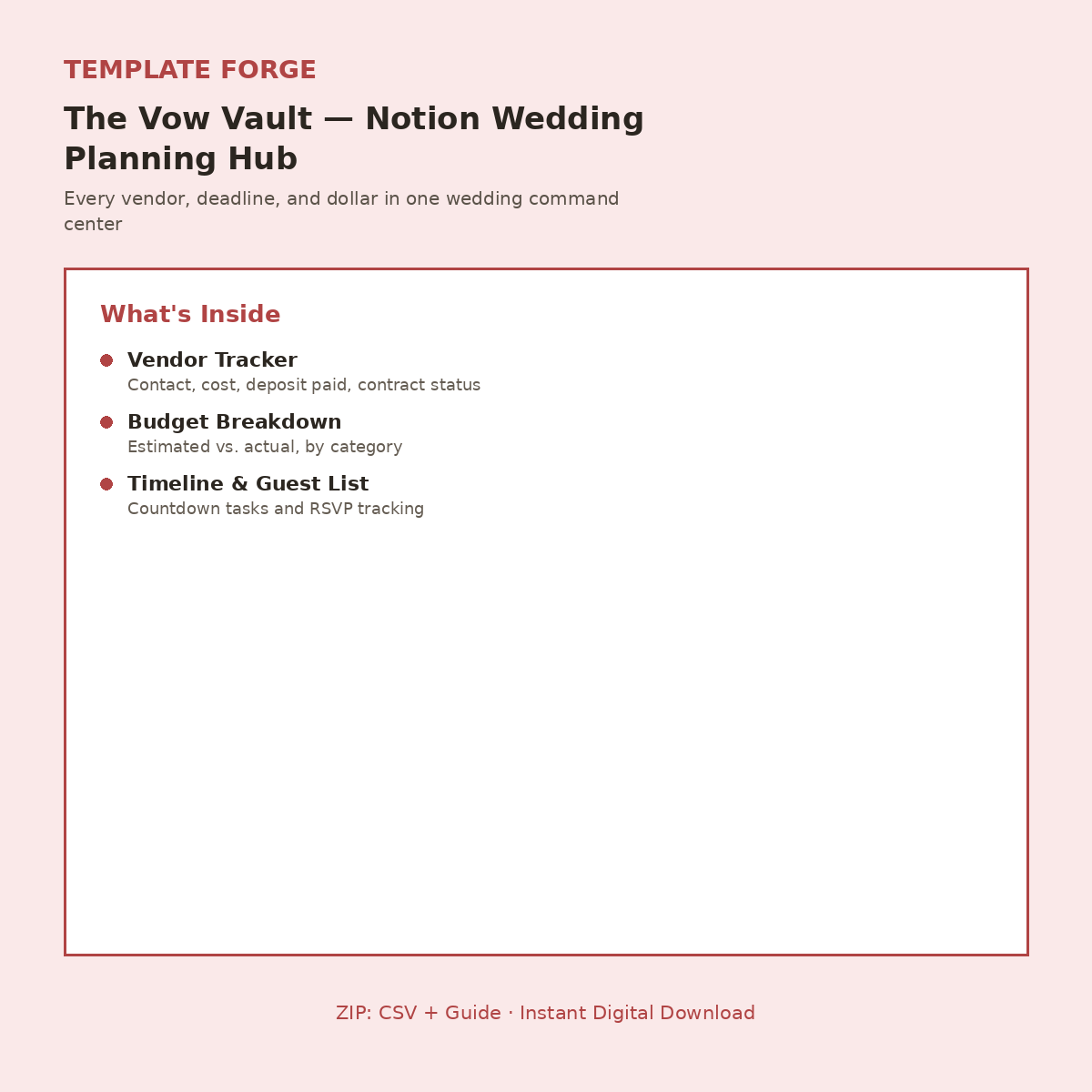 The Vow Vault — Notion Wedding Planning Hub
