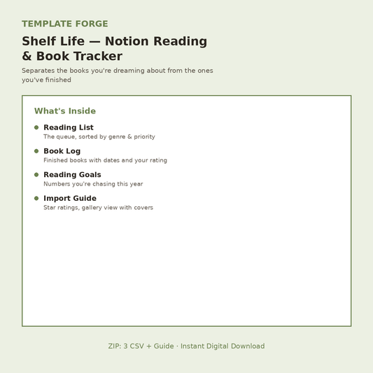 Shelf Life — Notion Reading & Book Tracker