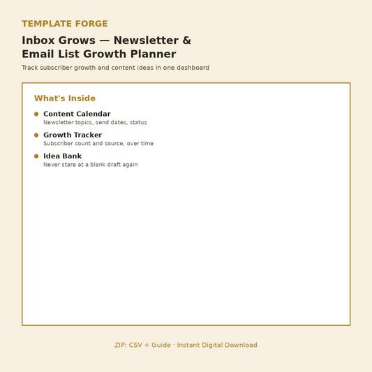 Inbox Grows — Notion Newsletter & Email List Growth Planner
