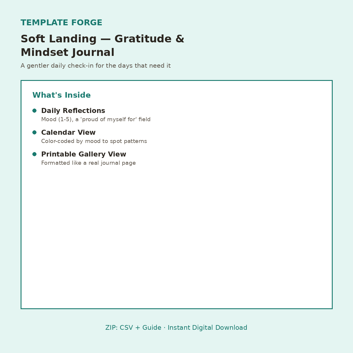 Soft Landing — Notion Gratitude & Mindset Journal