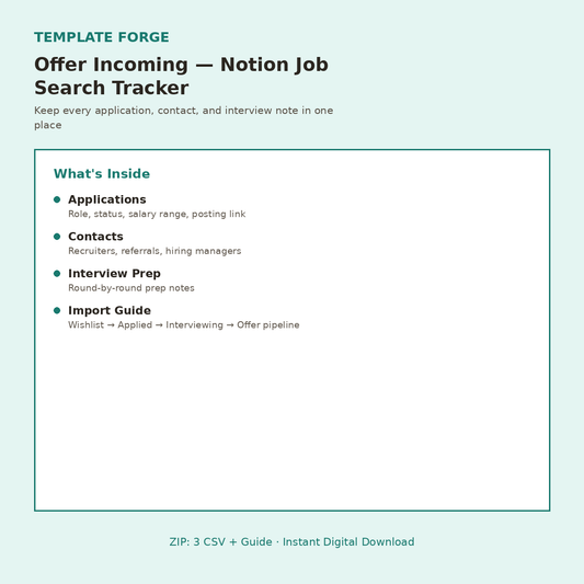 Offer Incoming — Notion Job Search Tracker