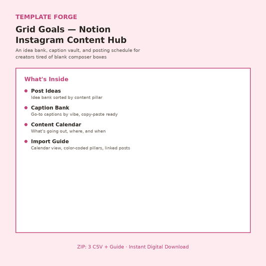 Grid Goals — Notion Instagram Content Hub