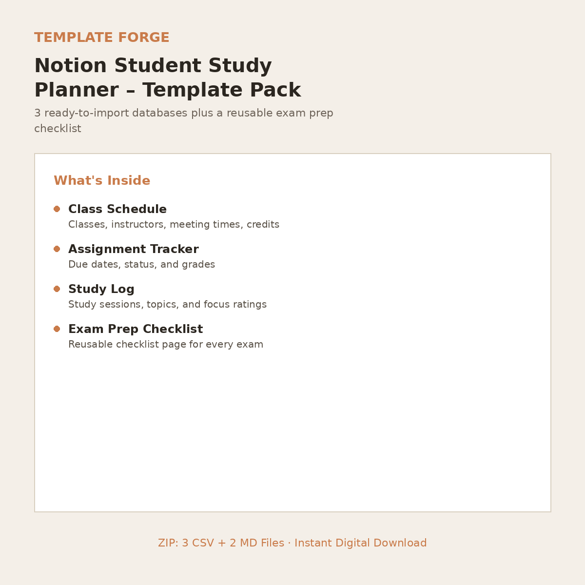 Notion Student Study Planner – Template Pack