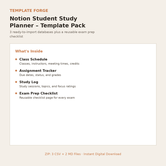 Notion Student Study Planner – Template Pack