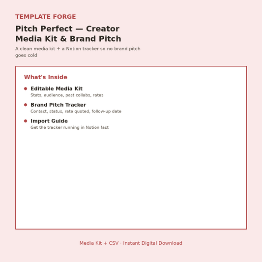 Pitch Perfect — Creator Media Kit & Brand Pitch Tracker