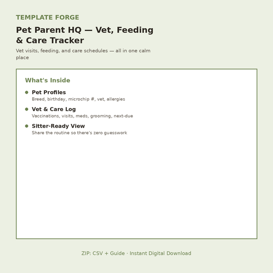 Pet Parent HQ — Notion Vet, Feeding & Care Tracker
