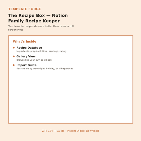The Recipe Box — Notion Family Recipe Keeper