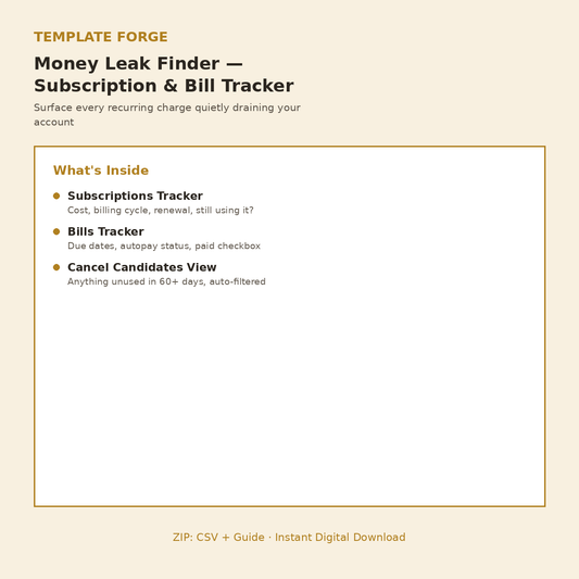 Money Leak Finder — Notion Subscription & Bill Tracker