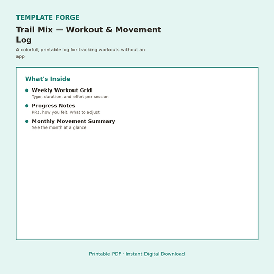 Trail Mix — Workout & Movement Log