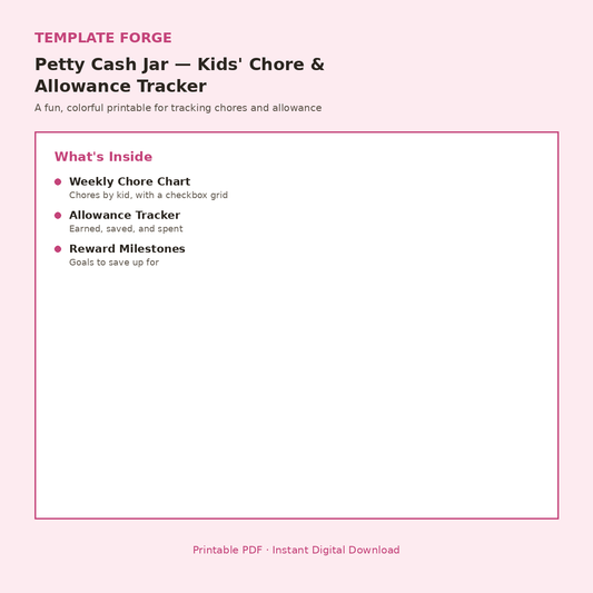 Petty Cash Jar — Kids' Chore & Allowance Tracker