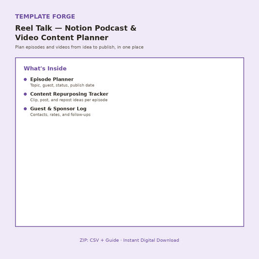 Reel Talk — Notion Podcast & Video Content Planner