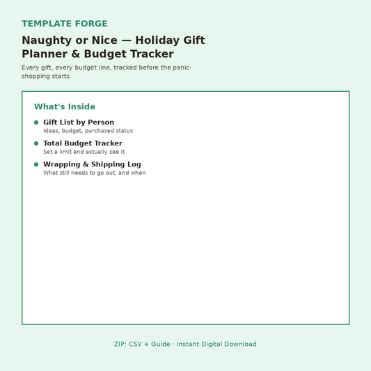 Naughty or Nice — Notion Holiday Gift Planner & Budget Tracker
