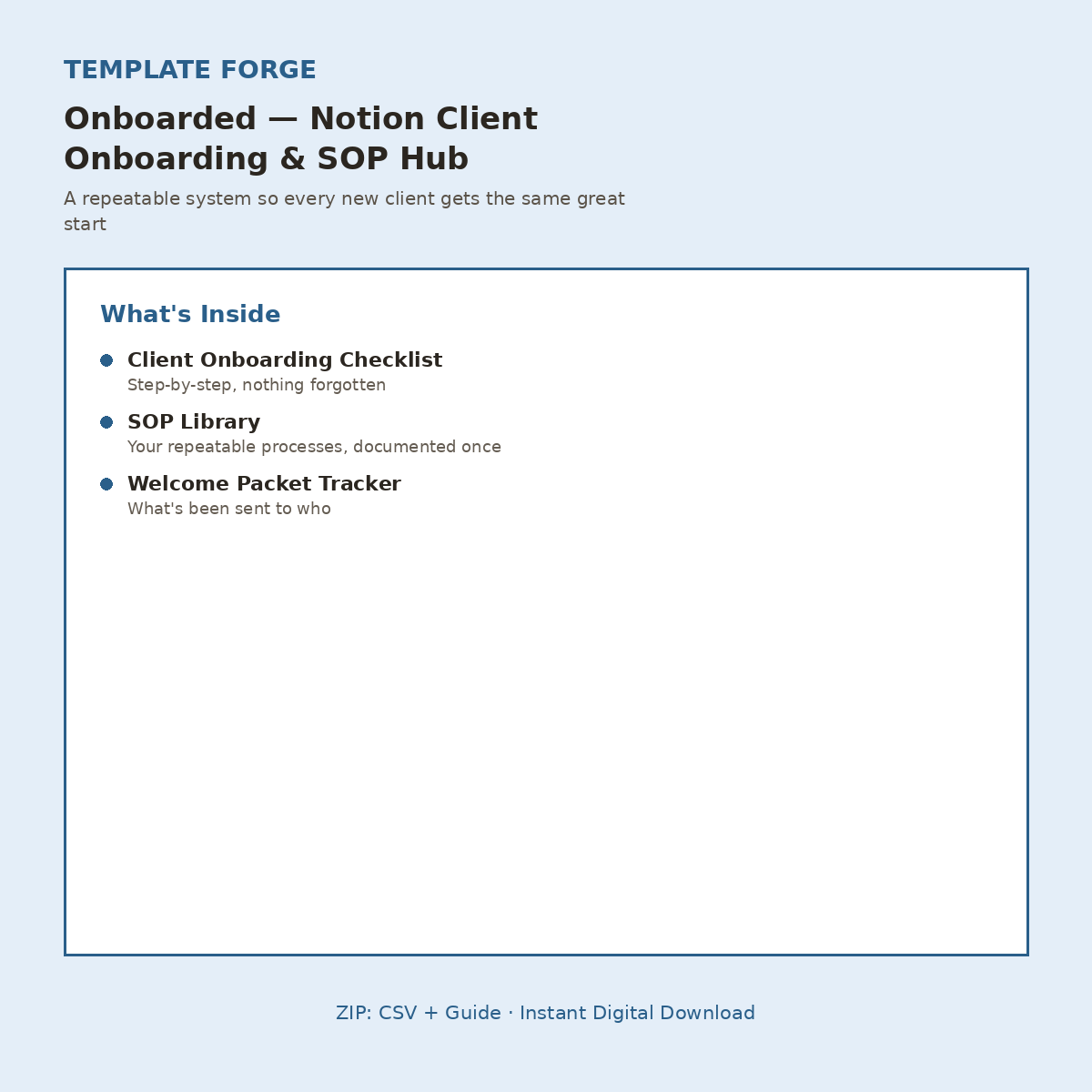Onboarded — Notion Client Onboarding & SOP Hub