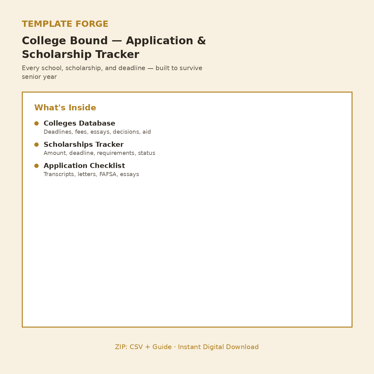 College Bound — Notion Application & Scholarship Tracker