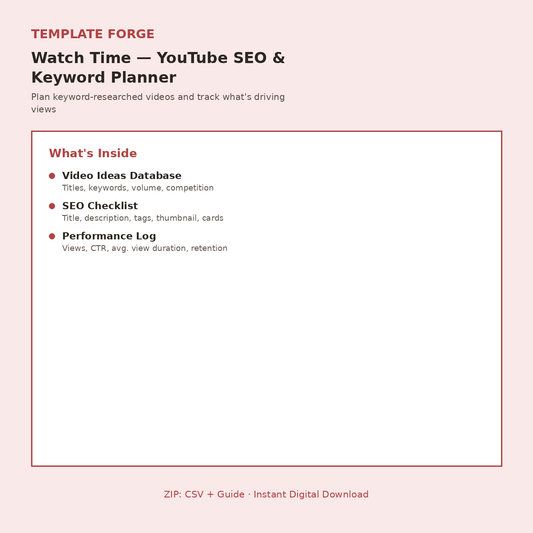 Watch Time — Notion YouTube SEO & Keyword Planner