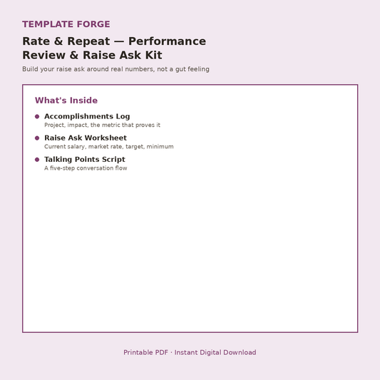 Rate & Repeat — Performance Review & Raise Ask Prep Kit
